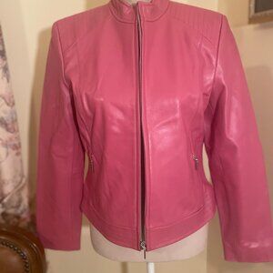 VINTAGE VALERIE STEVENS  DARK PINK LEATHER JACKET